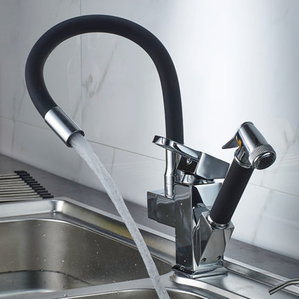 Kitchen Pull-Out Double Faucet Water Table Hot And Cold Water Faucet, Specification: Cube Universal Distortion-garmade.com