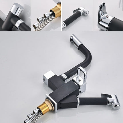 Kitchen Pull-Out Double Faucet Water Table Hot And Cold Water Faucet, Specification: Cube Universal Distortion-garmade.com