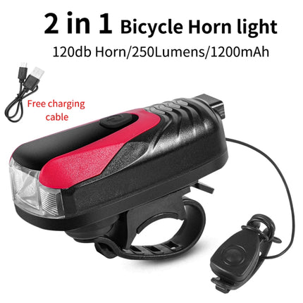 West Biking Bicycle Light Riding Speaker Lamp USB Mountain Bike Glare Car Front Lamp(Black Red)-garmade.com