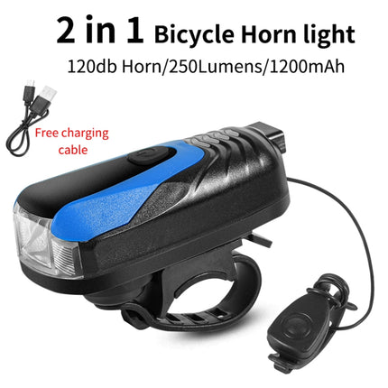 West Biking Bicycle Light Riding Speaker Lamp USB Mountain Bike Glare Car Front Lamp(Black Blue)-garmade.com