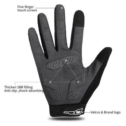 WEST BIKING YP0211207 Riding Full Finger Gloves Road Bike Mountain Bike Locomotive Shock Absorber Gloves, Size: XL(Black)-garmade.com