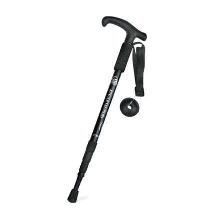 JUNGLELEOPARD Four-Section Curved Handle Aluminum Alloy Trekking Pole, Length: 52-110cm(Black)-garmade.com