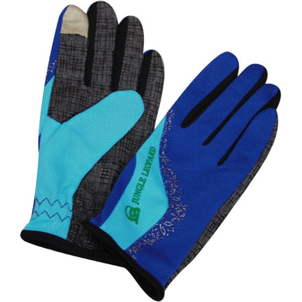 JUNGLE LEOPARD Outdoor Sports Mountaineering Full Finger Gloves Mesh Touch Screen Anti-Skid Gloves, Size: S(Blue+Lake Blue)-garmade.com