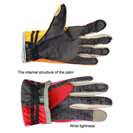 JUNGLE LEOPARD Outdoor Sports Mountaineering Full Finger Gloves Mesh Touch Screen Anti-Skid Gloves, Size: S(Red+Black)-garmade.com