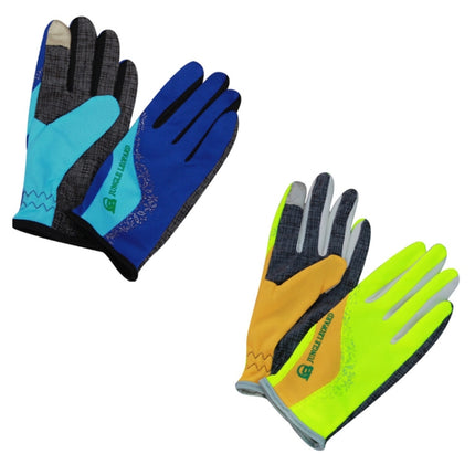 JUNGLE LEOPARD Outdoor Sports Mountaineering Full Finger Gloves Mesh Touch Screen Anti-Skid Gloves, Size: M(Blue+Lake Blue)-garmade.com