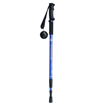 JUNGLELEOPARD 3-Section Straight Handle Aluminum Trekking Pole Multifunctional Walking Hand Crutches, Length: 66-135cm(Blue)-garmade.com