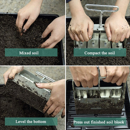 Manual Four Earth Block Makers Soil Blocker Garden Tool Seeding Tool-garmade.com