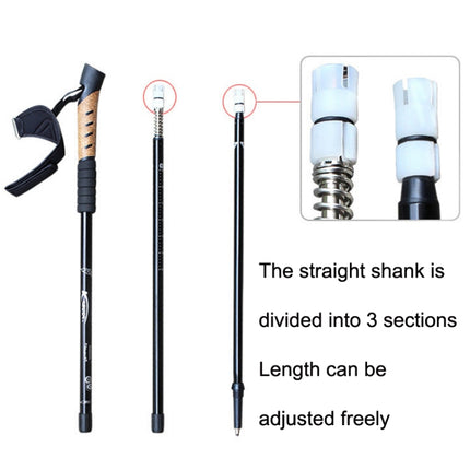 WUXIAN Outdoor Aluminum Alloy Multi-Function Knife Type Cork Straight Handle Three-Section Telescopic Trekking Pole Random Colour Delivery(66-135cm)-garmade.com