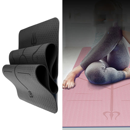 BSJ002 TPE Double Layer Two-Color Yoga Mat Fitness Mat with Body Line, Specification: 183 x 61 x 0.6cm(Black)-garmade.com