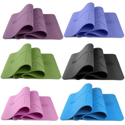 BSJ002 TPE Double Layer Two-Color Yoga Mat Fitness Mat with Body Line, Specification: 183 x 61 x 0.6cm(Deep Purple)-garmade.com