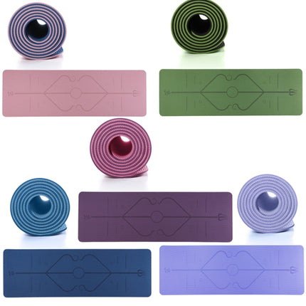 BSJ002 TPE Double Layer Two-Color Yoga Mat Fitness Mat with Body Line, Specification: 183 x 61 x 0.6cm(Deep Blue + Lake Blue)-garmade.com
