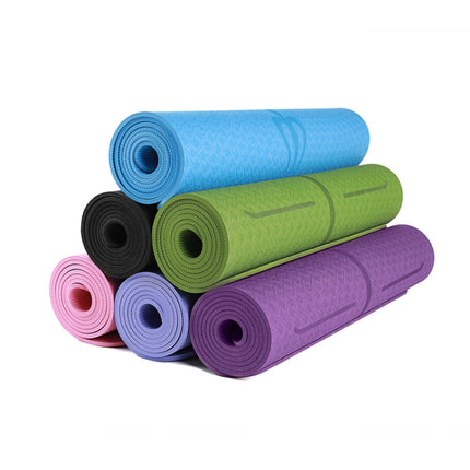 BSJ002 TPE Double Layer Two-Color Yoga Mat Fitness Mat with Body Line, Specification: 183 x 61 x 0.6cm(Black)-garmade.com