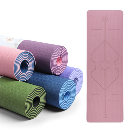 BSJ002 TPE Double Layer Two-Color Yoga Mat Fitness Mat with Body Line, Specification: 183 x 61 x 0.6cm(Lake Blue)-garmade.com
