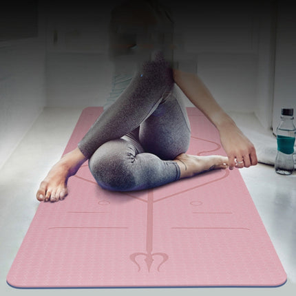 BSJ002 TPE Double Layer Two-Color Yoga Mat Fitness Mat with Body Line, Specification: 183 x 61 x 0.6cm(Bamboo Cyan + Black)-garmade.com