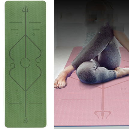 BSJ002 TPE Double Layer Two-Color Yoga Mat Fitness Mat with Body Line, Specification: 183 x 61 x 0.8cm(Bamboo Cyan + Black)-garmade.com