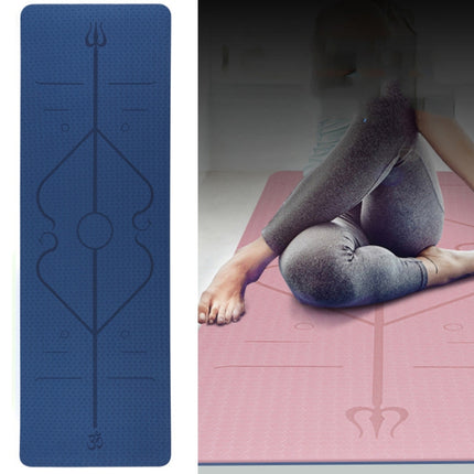 BSJ002 TPE Double Layer Two-Color Yoga Mat Fitness Mat with Body Line, Specification: 183 x 61 x 0.8cm(Deep Blue + Lake Blue)-garmade.com