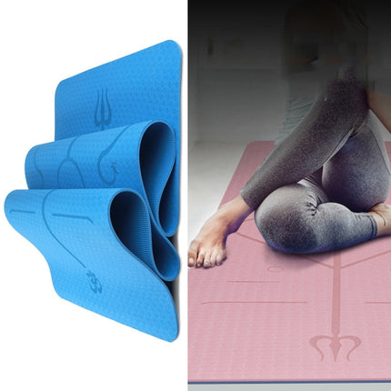 BSJ002 TPE Double Layer Two-Color Yoga Mat Fitness Mat with Body Line, Specification: 183 x 80 x 0.8cm(Lake Blue)-garmade.com