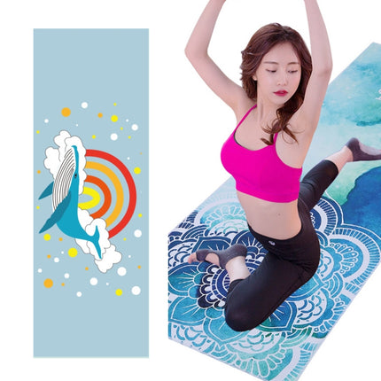 Printed Soft Yoga Mat Non-Slip Yoga Towel, Size: 185 x 65cm(Deep Sea Whale)-garmade.com