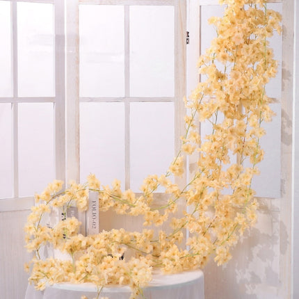 2 PCS Simulation Sakura Rattan Plastic Decorative Flower Vine, Colour: 135 Flowers Champagne-garmade.com