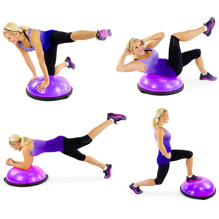 46cm Wave Speed Ball Yoga Semi-Circular Balance Ball Fitness Pilates Ball(Glossy Purple)-garmade.com