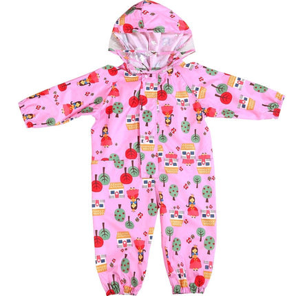 Siamese Children Raincoat Print Thin Section Hooded Raincoat, Size: S(Pink)-garmade.com