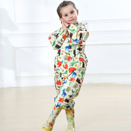 Siamese Children Raincoat Print Thin Section Hooded Raincoat, Size: M(Yellow)-garmade.com