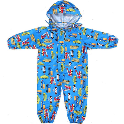 Siamese Children Raincoat Print Thin Section Hooded Raincoat, Size: M(Blue)-garmade.com