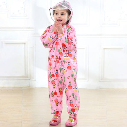 Siamese Children Raincoat Print Thin Section Hooded Raincoat, Size: L(Pink)-garmade.com