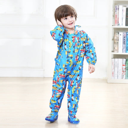 Siamese Children Raincoat Print Thin Section Hooded Raincoat, Size: L(Blue)-garmade.com