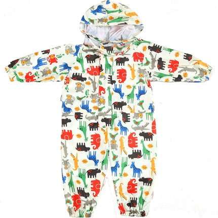 Siamese Children Raincoat Print Thin Section Hooded Raincoat, Size: XL(Blue)-garmade.com