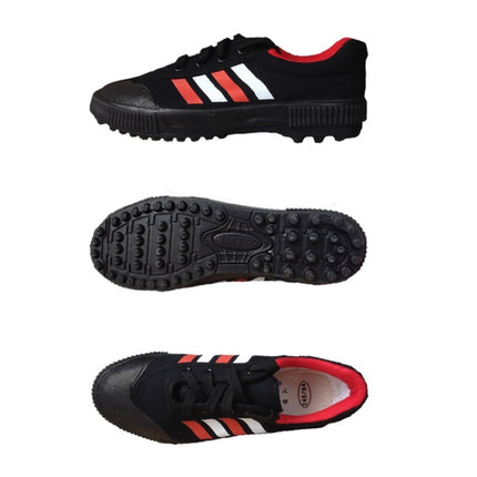 Student Antiskid Football Training Shoes Adult Rubber Spiked Soccer Shoes, Size: 35/225(Black+Red)-garmade.com