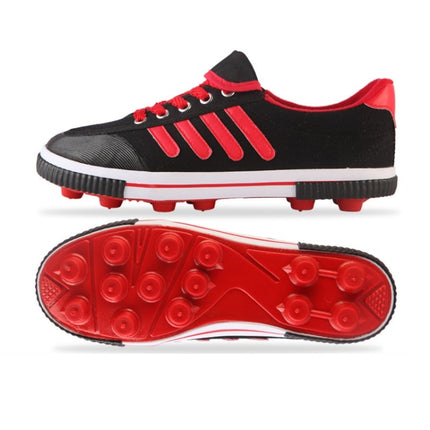 Student Antiskid Football Training Shoes Adult Rubber Spiked Soccer Shoes, Size: 37/235(Black+Red)-garmade.com