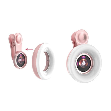 Mobile Phone Macro Lens Beauty Makeup Selfie Light(Pink)-garmade.com