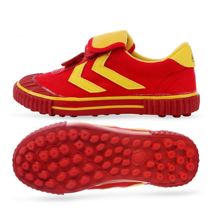 Children Soccer Shoes Antiskid Wear-Resistant Nylon Fastener Football Training Shoes, Size: 28/180(Red)-garmade.com