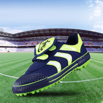 Children Soccer Shoes Antiskid Wear-Resistant Nylon Fastener Football Training Shoes, Size: 28/180(Blue+Orange)-garmade.com