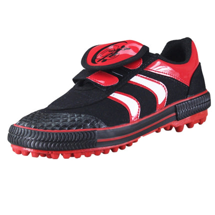 Children Soccer Shoes Antiskid Wear-Resistant Nylon Fastener Football Training Shoes, Size: 29/190(Black+Red)-garmade.com