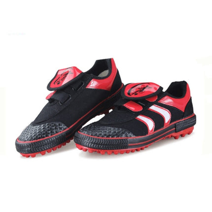 Children Soccer Shoes Antiskid Wear-Resistant Nylon Fastener Football Training Shoes, Size: 30/200(Black+Red)-garmade.com