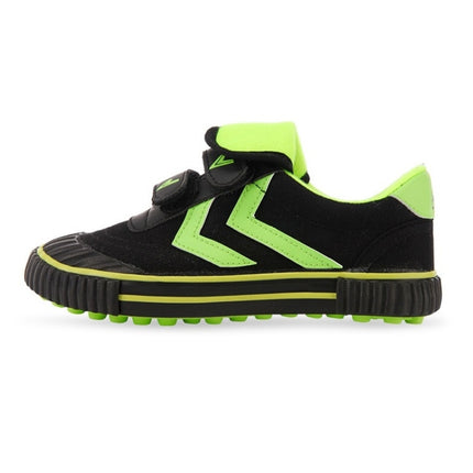 Children Soccer Shoes Antiskid Wear-Resistant Nylon Fastener Football Training Shoes, Size: 30/200(Black+Green)-garmade.com