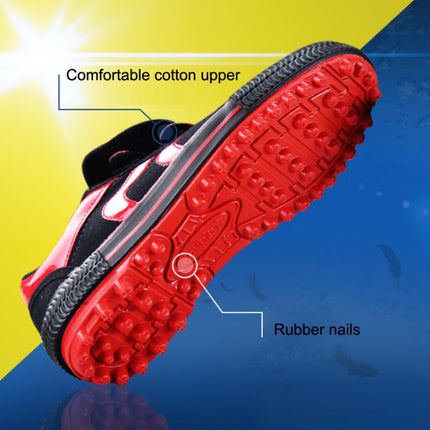 Children Soccer Shoes Antiskid Wear-Resistant Nylon Fastener Football Training Shoes, Size: 33/215(Black+Red)-garmade.com