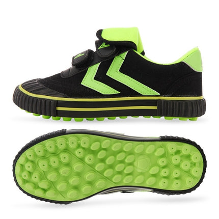 Children Soccer Shoes Antiskid Wear-Resistant Nylon Fastener Football Training Shoes, Size: 34/220(Black+Green)-garmade.com