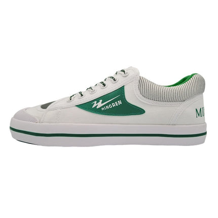 MINGREN Student Canvas Shoes Casual Antiskid Retro Sneakers, Size: 35(White Green)-garmade.com