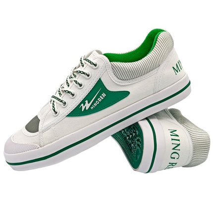 MINGREN Student Canvas Shoes Casual Antiskid Retro Sneakers, Size: 37(White Green)-garmade.com
