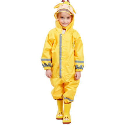 Children One-Piece Raincoat Boys And Girls Lightweight Hooded Poncho, Size: M(Yellow)-garmade.com