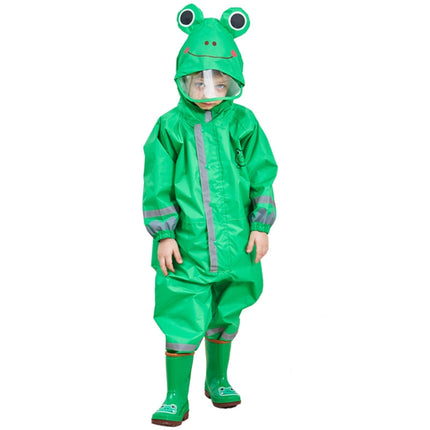 Children One-Piece Raincoat Boys And Girls Lightweight Hooded Poncho, Size: L(Green)-garmade.com