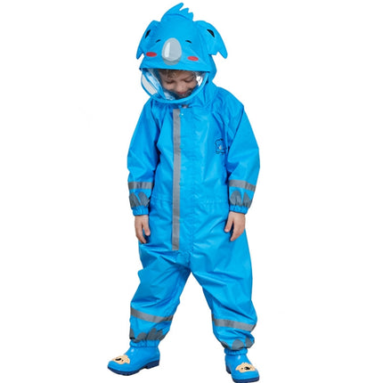 Children One-Piece Raincoat Boys And Girls Lightweight Hooded Poncho, Size: L(Blue)-garmade.com