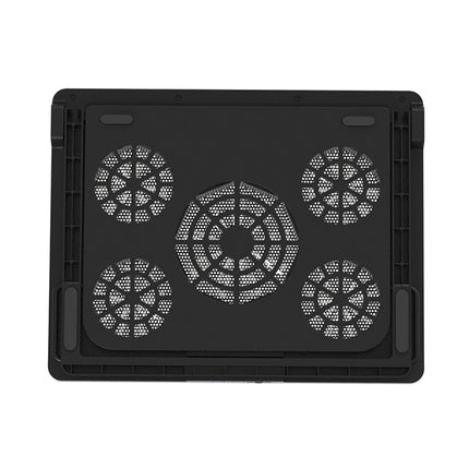 NUOXI S500 Double Switch Control Laptop Radiator Five-Fan Multi-Angle Adjustment Computer Base without Speed Regulation(Black)-garmade.com