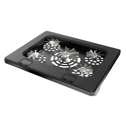 NUOXI S500 Double Switch Control Laptop Radiator Five-Fan Multi-Angle Adjustment Computer Base without Speed Regulation(Black)-garmade.com