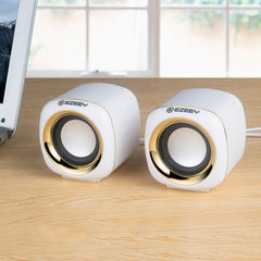 YEEZE A1 Multimedia USB2.0 Desktop Speaker Mini Computer Notebook Speaker(Electroplating Platinum)-garmade.com