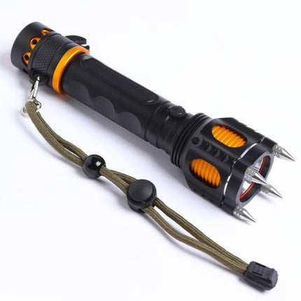 Outdoor LED T6 Strong Light Rechargeable Flashlight Car Safety Hammer Multi-Function Aelf-Defense Flashlight(Single Flashlight)-garmade.com