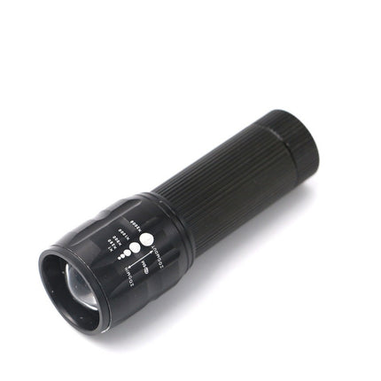 2 PCS Three-Speed Zoom LED Flashlight Mini Aluminum Flashlight(Black)-garmade.com
